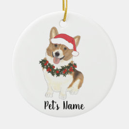 Personalisiertes Korgi (rot und weiß) Keramik Ornament