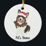 Personalisiertes Korgi (schwarz gekleidete Trikolo Keramik Ornament<br><div class="desc">Machen Sie die schöne Liste in diesem Jahr mit einem Ornament Ihrer Lieblings-kleine Elf!</div>