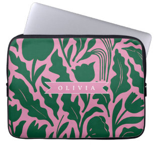 Personalisiertes kräftiges rosa botanisches Blumen Laptopschutzhülle