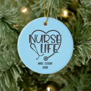 Personalisiertes Krankenleben mit Stethoskop    Keramik Ornament