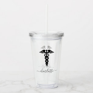 Personalisiertes Krankenpfleger Caduceus Medizinis Acryltrinkbecher