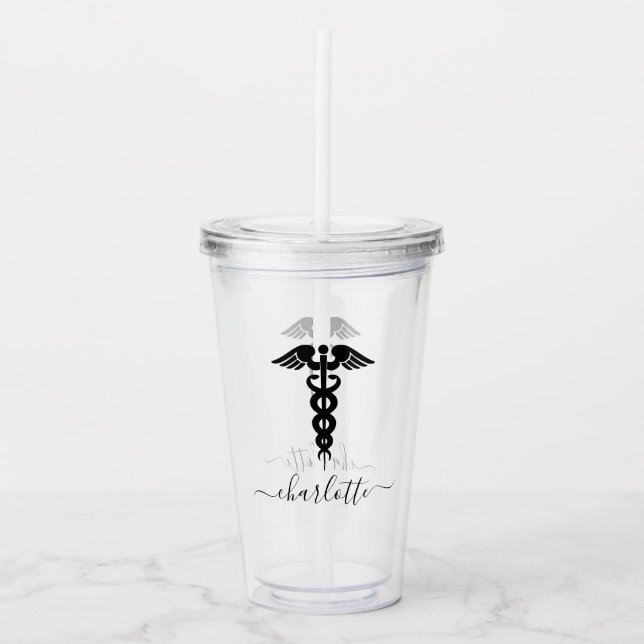 Personalisiertes Krankenpfleger Caduceus Medizinis Acryltrinkbecher (Vorderseite)