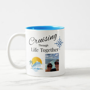 Personalisiertes Kreuzfahren Durchs Leben Zusammen Zweifarbige Tasse