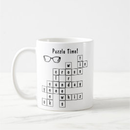 Personalisiertes Kreuzworträtsel Schwarz/Weiß Kaffeetasse