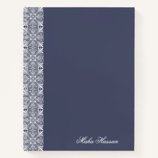 Personalisiertes Kronen-Blumen-Notizbuch in Blau Notizbuch