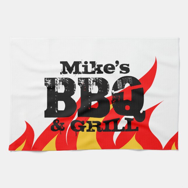 Personalisiertes Küchentuch für GRILLEN Party (Horizontal)