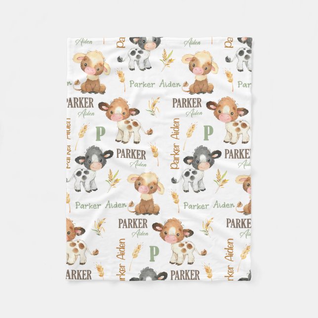 Personalisiertes Kuh Baby Blanket | 30 x 40 Fleece (Vorderseite)