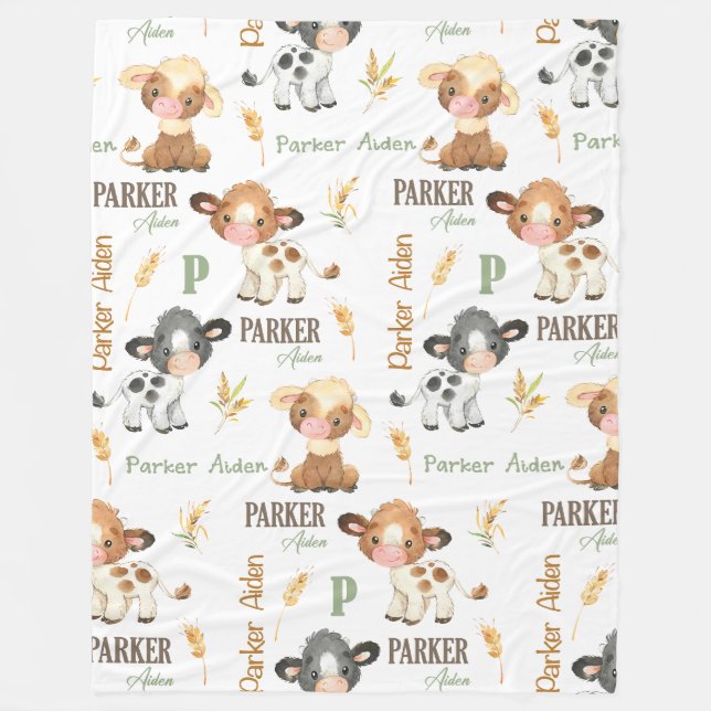 Personalisiertes Kuh Baby Blanket | 60 x 80 Fleece (Vorderseite)