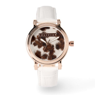 Personalisiertes Kuhdruck-Cowgirl-Geschenk im West Armbanduhr