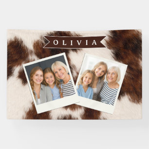Personalisiertes Kuhdruck-Cowgirl-Geschenk im West Banner