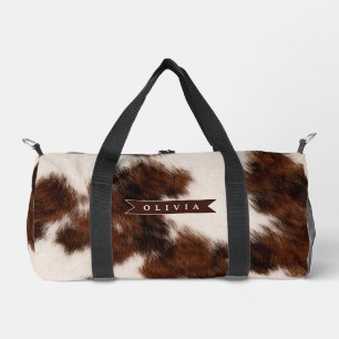 Personalisiertes Kuhdruck-Cowgirl-Geschenk im West Duffle Bag