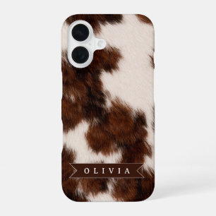 Personalisiertes Kuhdruck-Cowgirl-Geschenk im West iPhone 16 Hülle