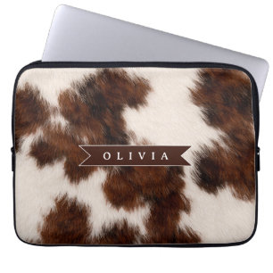 Personalisiertes Kuhdruck-Cowgirl-Geschenk im West Laptopschutzhülle