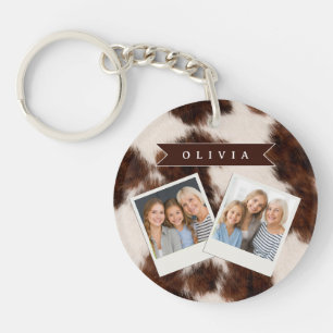 Personalisiertes Kuhdruck-Cowgirl-Geschenk im West Schlüsselanhänger