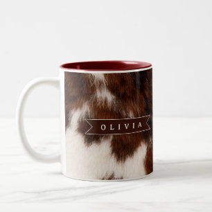 Personalisiertes Kuhdruck-Cowgirl-Geschenk im West Zweifarbige Tasse