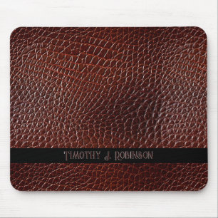 Personalisiertes Kunstleder braun geprägtes Mousepad