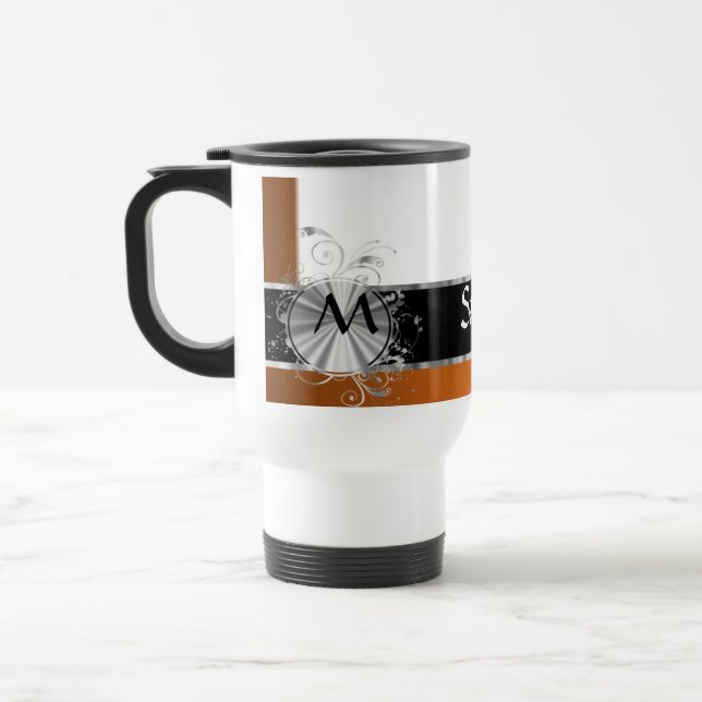 Personalisiertes Kupfer- und Silbermonogramm Reisebecher (Links)