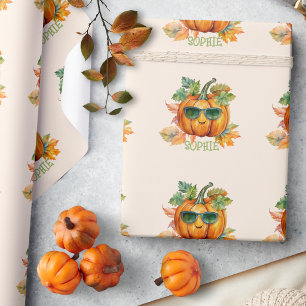 Personalisiertes Kürbis-Herbst-Halloween-Geschenk Geschenkpapier