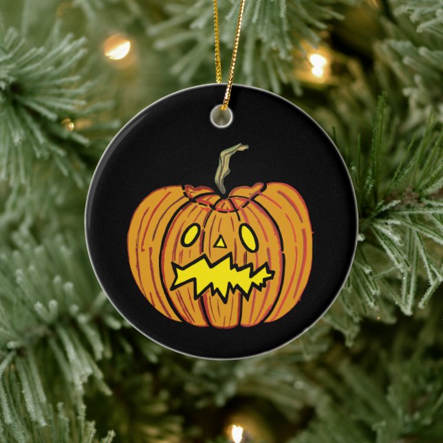 Personalisiertes KürbisHalloween-Ornament Keramik Ornament (Baum)