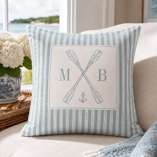 Personalisiertes Küsterruder-Monogramm-Ticking-Str Kissen