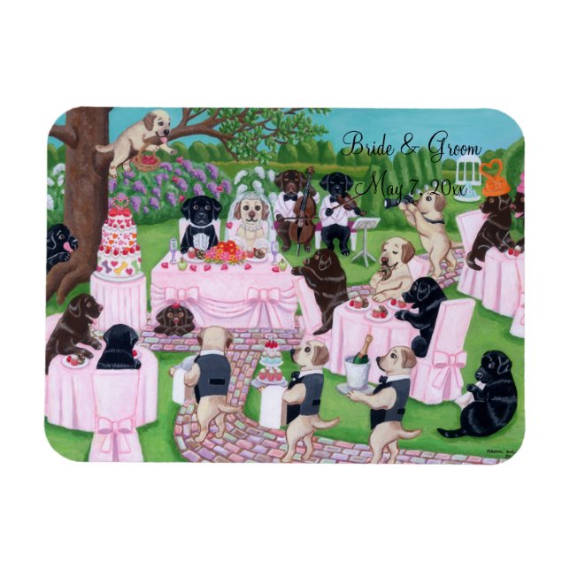 Personalisiertes Labrador Hochzeitsgemälde Magnet (Horizontal)