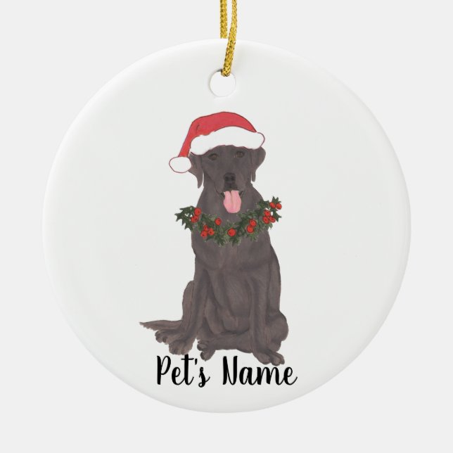 Personalisiertes Labrador (Schokolade) Keramik Ornament (Vorne)