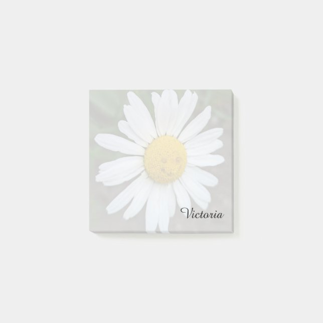 Personalisiertes Lächeln der weißen Daisy  Post-it Klebezettel (Vorderseite)