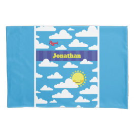 Personalisiertes Lächeln von Sonne, Mond und Stern Kissenbezug