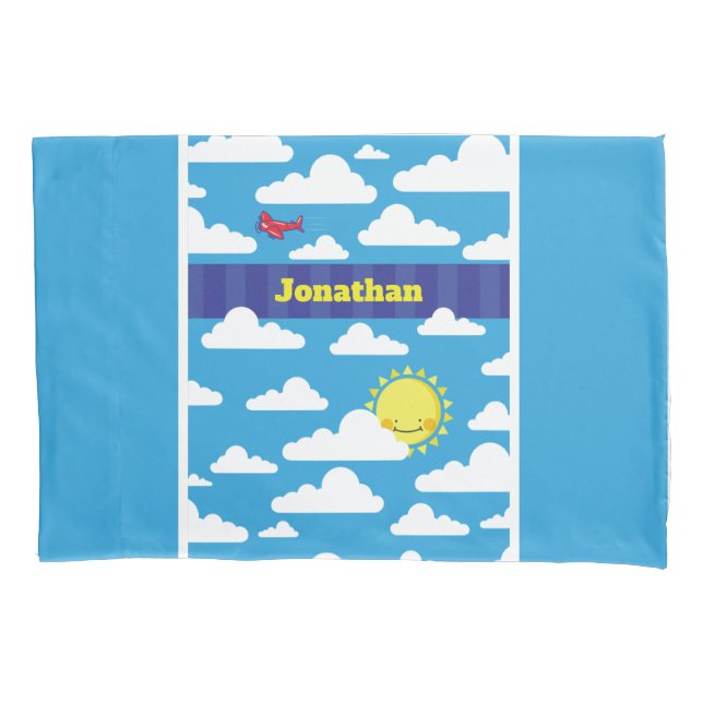 Personalisiertes Lächeln von Sonne, Mond und Stern Kissenbezug (Vorderseite)