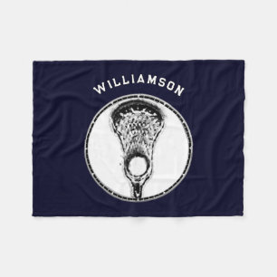 Personalisiertes Lacrosse Geschenk Navy Blau Fleecedecke