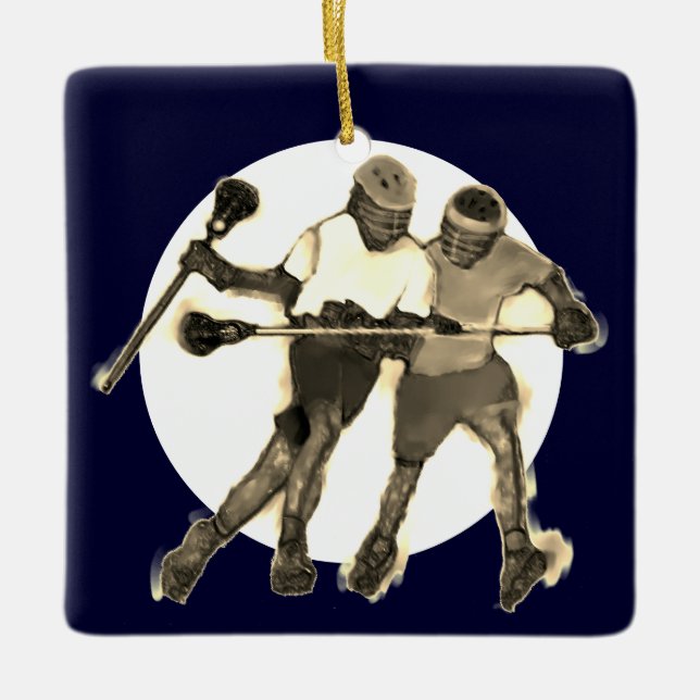 Personalisiertes Lacrosse Keepake-Geschenk Keramikornament (Vorderseite)