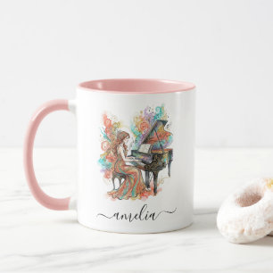 Personalisiertes Lady Grand Piano Künstlerische Fa Tasse