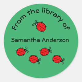 Personalisiertes Ladybug-Sticker-Buchzeichen Runder Aufkleber