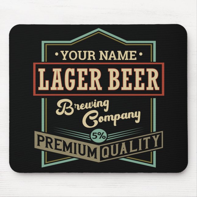 Personalisiertes Lager Bierbrauer Co Label Bar Pub Mousepad (Vorne)