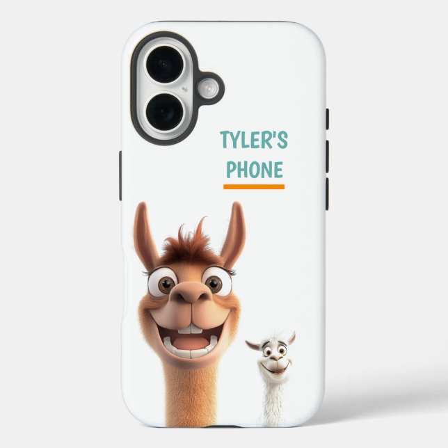 Personalisiertes Lama mit Name iPhone 16 Hülle (Rückseite)