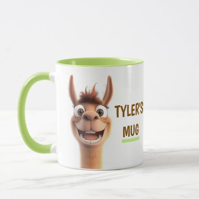 Personalisiertes Lama mit Name Tasse (Links)