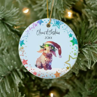 Personalisiertes Lamp Baby Schaf, Baby's First Xma Keramik Ornament