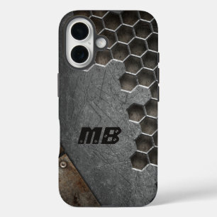 Personalisiertes ländliches Grunge-Monogramm für M iPhone 16 Hülle