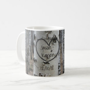 Personalisiertes ländliches rustikales geschnitzte kaffeetasse