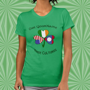 Personalisiertes Laos Irland USA Shamrock Damen T-Shirt