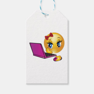 Personalisiertes Laptop Emoji Mädchen Geschenkanhänger