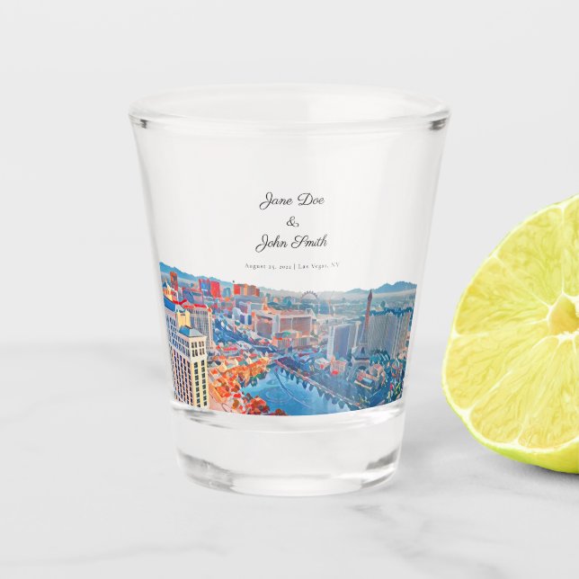 Personalisiertes Las Vegas-Skyline-Schießglas Schnapsglas (Vorderseite)