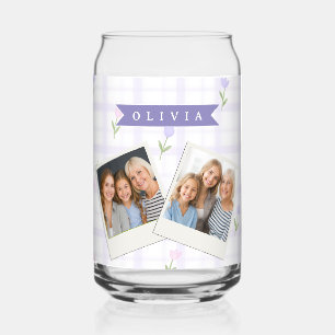 Personalisiertes Lavendel-Gingham-Blumen-Namensges Dosenglas