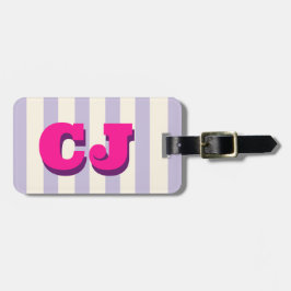 Personalisiertes Lavendel-Streifen-Monogramm Custo Gepäckanhänger