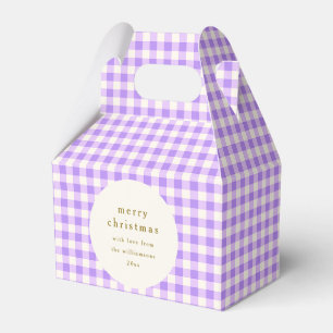 Personalisiertes Lavendel- und Weiß-Gingham-Weihna Geschenkschachtel