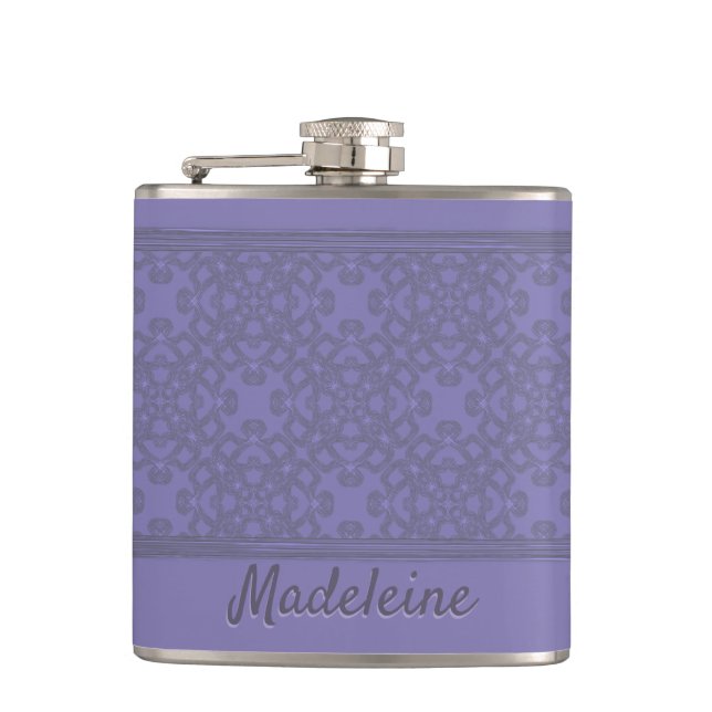 Personalisiertes Lavendelmuster Flachmann (Vorderseite)