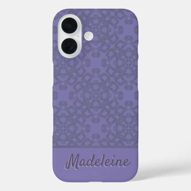 Personalisiertes Lavendelmuster iPhone 16 Hülle (Rückseite)