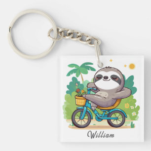 Personalisiertes Lazy Sloths Entspannendes Bike-Ab Schlüsselanhänger