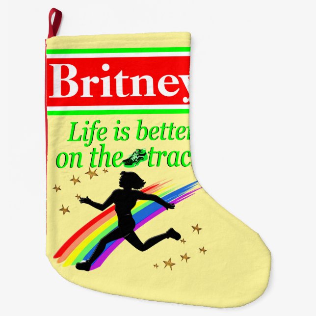 PERSONALISIERTES LEBEN AUF DEM STRUMPF "TRACK CHRI GROßER WEIHNACHTSSTRUMPF (Vorderseite)