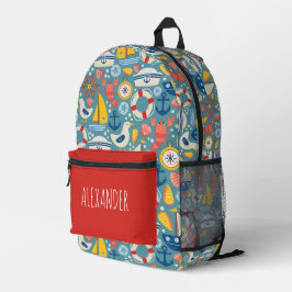 Personalisiertes Leben im Nautischen Meer Bedruckter Rucksack